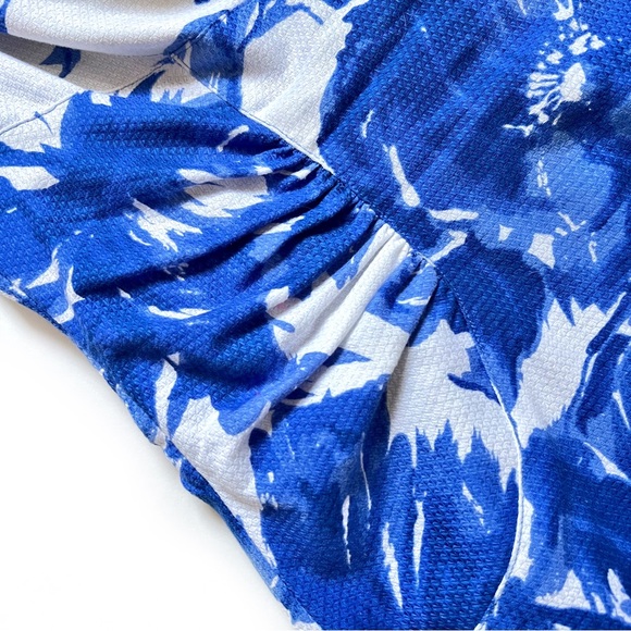 ADRIANNA PAPELL BLUE WHITE FLORAL SHEATH SLEEVELESS LINED KNEE LENGTH DR… - Picture 11 of 16